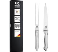 Conjunto de cuchillos para cortar carnes "Ergo Grip" de Solingen. Incluye cuchillo para cortar, tenedor para carne y cuchillo para jamón. Acero inoxidable. Cubiertos para cortar de 15 cm. Fabricado en