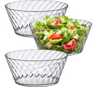 Conjunto de cuencos para servir de plástico, de 3,7 litros, transparentes, libres de BPA, resistentes a roturas, aptos para lavavajillas, apilables, ideales para ensaladas, frutas, cereales, aperitivo
