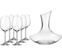 Conjunto de decantador para vino tinto Unyqoos® de 7 piezas: 1 jarra de 750 ml (hasta el borde, 200 ml) + 6 vasos para vino tinto de 180 ml, de cristal Teqton (Leonardo), apto para lavavajillas, 22,7 