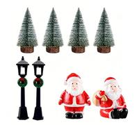 Conjunto de Decoración de Escritorio de Navidad Mini árboles Calle (8 | Rotura de PVC, 4 árboles, 2 Luces, 2 Papá , Colores Ricos a Prueba de Decoloración, Diseño Flexible