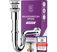 Conjunto de desagüe emergente con rebosadero – Sifón universal para lavabos