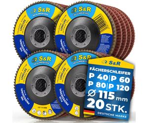 Conjunto de discos de lija para lijadora orbital, 20 unidades, 115 x 22,23 mm, óxido de aluminio PRO, T29. Incluye discos de lija para lijadora orbital, discos de lija para lijadora de banda, discos d
