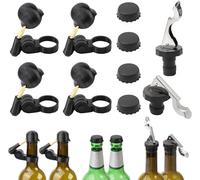 Conjunto de dispensadores de cerveza con adaptadores para casco, tapas de silicona negras, sistema de cierre con palanca, de 10 piezas, para botellas