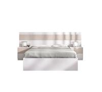 Conjunto de dormitorio bianca cabecero + 2 mesitas + aro blanco/natural 96x248x195,4