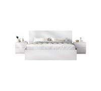 Conjunto de dormitorio lago cama + 2 mesitas blanco 100x259x195 cm
