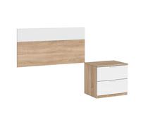 Conjunto de dormitorio Luca cabezal + 1 mesita de noche natural/blanco artik Natural/white