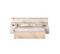Conjunto de dormitorio niza cabecero + 2 mesitas + aro natural/blanco 0 cm