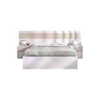 Conjunto de dormitorio pack bianca 2 cabecero + 2 mesitas + aro + vestidor blanco/natural