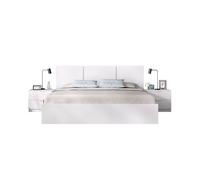 Conjunto de dormitorio pack havana 5 cabecero + 2 mesitas + aro + cómoda blanco
