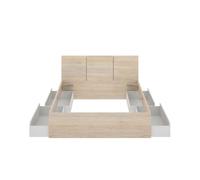 Conjunto de dormitorio pack havana 6 cama + cómoda natural/blanco