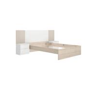Conjunto de dormitorio pack loma 2 cabecero + mesita + aro + cómoda blanco/natural