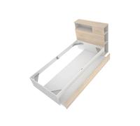 Conjunto de dormitorio ten pack 7 cama + escritorio + armario blanco/natural