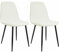 Conjunto de dos sillas para comedor – sillas para cocina – Alto confort de asiento, patas de metal resistentes, tapicería color crema