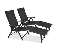 Conjunto de dos tumbonas de aluminio negro Toulouse Garden Point