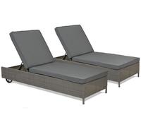 Conjunto de dos tumbonas de technoratán Tobago Garden Point antracita