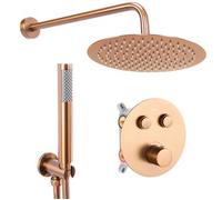 Conjunto De Ducha Con Termostato Rea Lungo Brush Gold + Box