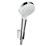 Conjunto de ducha Crometta de hansgrohe con teleducha, flexo y soporte, blanco/cromado.