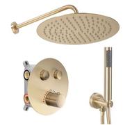 Conjunto De Ducha Emoptrado Oculto Rea Lungo Thermostat Brush Gold