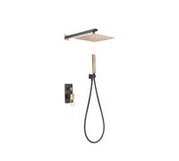 Conjunto de ducha empotrada con un diseño moderno de acabado negro y oro rosa Suecia de Imex - Negro / Latón / Imex