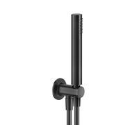 Conjunto de ducha Gessi Inciso, con codo de conexión a la pared 1/2 y soporte, manguera de 1,50 m y cabezal de ducha anticalcáreo, 58123713, Color: Latón antiguo
