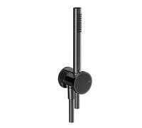 Conjunto de ducha Gessi Origini con codo de conexión mural, soporte, flexo, teleducha, montaje mural, 66123706, Color: PVD negro metálico