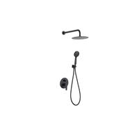 Conjunto de ducha monomando empotrado de acero inoxidable y latón con acabado negro mate Belgica de Imex