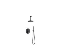 Conjunto de ducha termostático con rociador de conexión a techo y ducha de mano color negro mate Monza de Imex