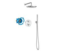 Conjunto de ducha termostático de acabado cromado con caja empotrada RocaBox Round Roca