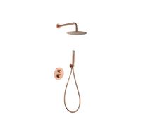 IMEX Conjunto de ducha termostático empotrado Génova GTG053/ORC rociador a pared oro rosa cepillado