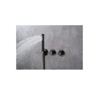 IMEX Conjunto ducha termostático empotrado ASSEN GTA052/NG, Negro mate, rociador pared
