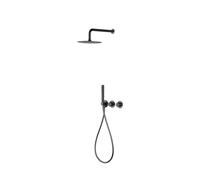 IMEX Conjunto ducha termostático empotrado Assen GTA052/BGM 2 vías Negro metalizado rociador a pared