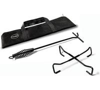 Conjunto de elevador de tapa y soporte abatible para olla holandesa Unyqoos®, fabricado en hierro fundido resistente de color : elevador de tapa de 43 cm (barra en T de 10 cm) y soporte para tapas mul