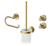 Conjunto de escobillero y portarrollos Juna (4 pzs., Dorado)