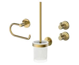 Conjunto de escobillero y portarrollos Juna (4 pzs., Dorado)