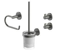Conjunto de escobillero y portarrollos Juna (4 pzs., Grafito)