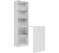 Conjunto de escritorio con estantería R50 – Funcional y moderno | Color: Blanco mate | Tamaño: 125x50x182 cm