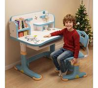 Conjunto de escritorio infantil con altura ajustable, escritorio ergonómico para estudiantes con silla, mesa de dibujo para niños de 3 a 16 años, con gran cajón, compartimentos de almacenamiento, colo