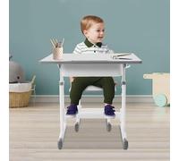 Conjunto de escritorio infantil con altura ajustable, escritorio y silla para estudiantes con ganchos y espacio de almacenamiento, mesa de dibujo, escritorio juvenil para niños a partir de 3 años, par