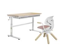 Conjunto de escritorio infantil HOKO, 120x60 cm, con altura ajustable, superficie de escritorio inclinable, silla infantil versátil y ajustable, diseño de madera/rosa, marca CELIN & LAURA
