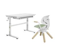 Conjunto de escritorio infantil HOKO, con altura ajustable e incluye silla infantil, dimensiones 100x60 cm. Escritorio para jóvenes, con superficie inclinable, a partir de 125 cm de altura. Color: bla