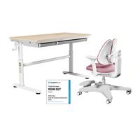 Conjunto de escritorio infantil HOKO, con altura ajustable e incluye una silla infantil. Superficie de trabajo de 120x60 cm, ideal para niños a partir de 6 años. Diseño con aspecto de madera en color