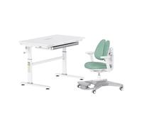 Conjunto de escritorio infantil HOKO, con altura ajustable, incluye escritorio y silla infantil para niños a partir de 6 años, superficie de trabajo de 100x60 cm, color blanco y verde, modelos JANA y