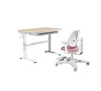 Conjunto de escritorio infantil HOKO, regulable en altura, a partir de 6 años, incluye escritorio y silla infantil, superficie de trabajo de 100x60 cm, diseño imitación madera en color lila, modelo LU