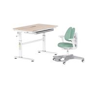 Conjunto de escritorio infantil regulable en altura de la marca HOKO, que incluye una silla infantil. El escritorio tiene una superficie de trabajo de 100x60 cm y una mesa inclinable de 100x40 cm. El 