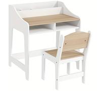 Conjunto de escritorio – Mesa de escritorio – Espacio de trabajo – Silla de escritorio – Diseño moderno, color blanco – Ahorro de espacio
