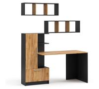conjunto de escritorio Vicco Tomy Antracita/Roble dorado 150 x 59 cm Juego de 3 como 2 estantes+escritorio, Model 59183