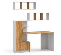 conjunto de escritorio Vicco Tomy Blanco/Roble dorado 150 x 59 cm Juego de 3 como 2 estantes+escritorio, Model 59189