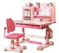 Conjunto de escritorio y silla, regulable en altura, para niños, escuela, estudios. Set de escritorio y silla con ajuste de postura, silla de escritorio ergonómica con soporte para libros, pedal para