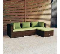 Conjunto de exterior para lounge – Juego de jardín de 4 piezas con ratán sintético resistente a la intemperie y diseño modular, en color marrón