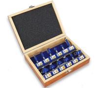 Conjunto de fresas de alto rendimiento S&R, 12 piezas. Fresas para madera de calidad industrial, aptas para maderas duras y blandas, con estuche de madera. Juego de brocas fresadoras, con vástago de 8